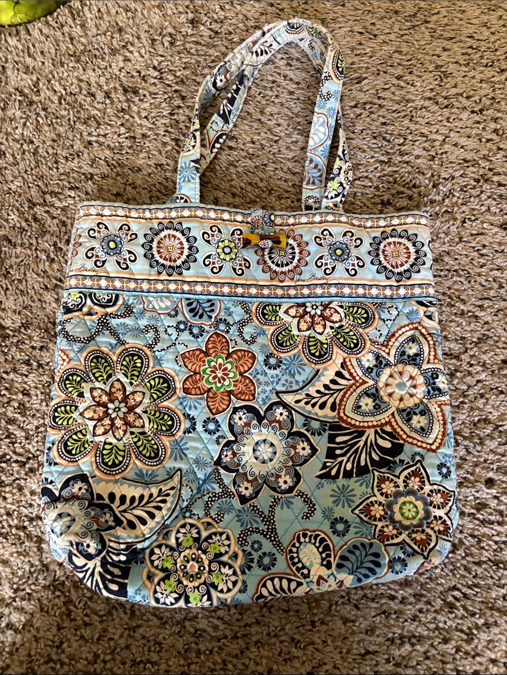 Vera Bradley Bali Blue Small Duffel Tote Cotton Bag Purse (Retired Pattern)